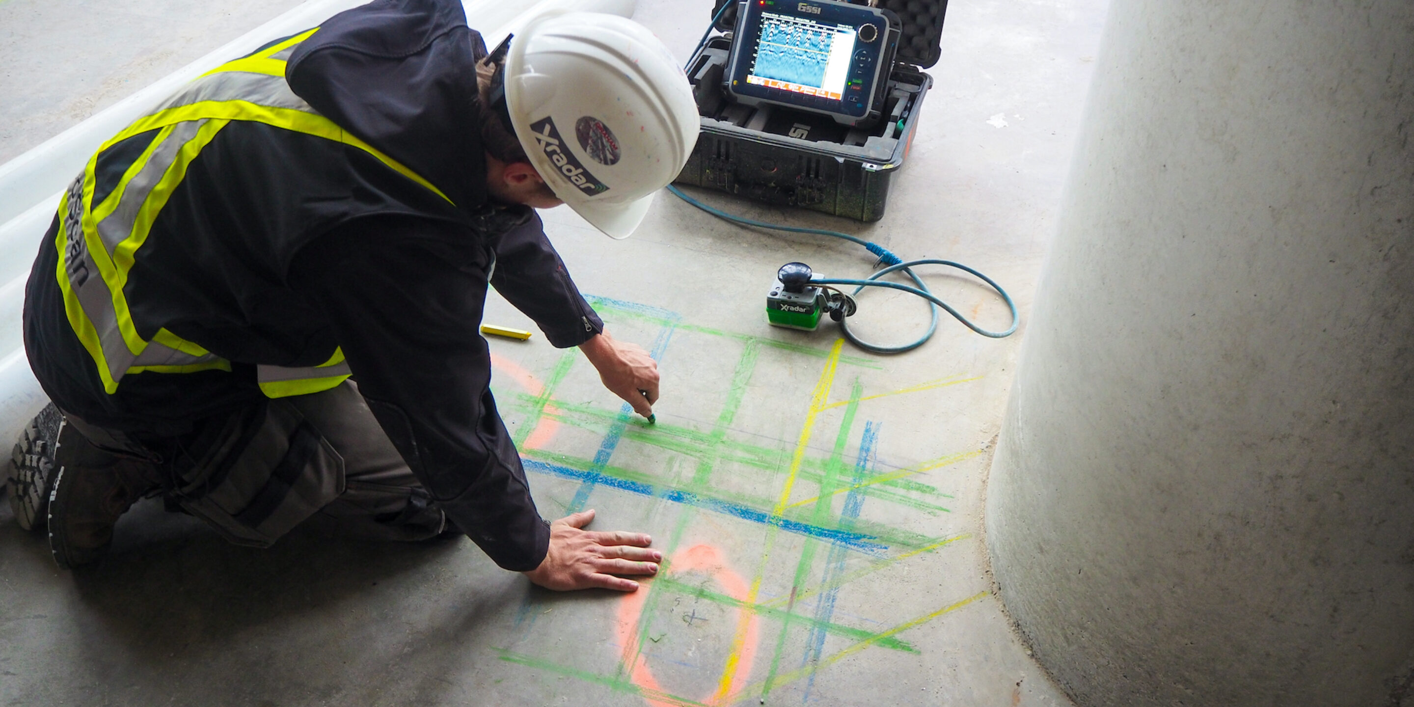 The Xradar Scanning Team use industry leading technology to clearly mark out safest coring locations