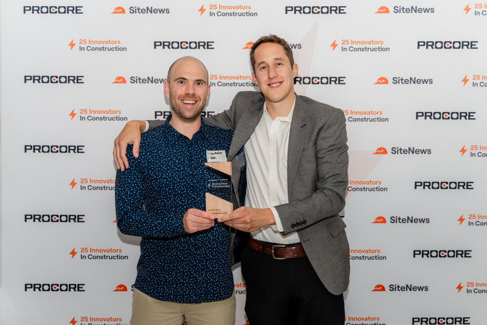 Josh Cook and Joe Salazar at top 25 Innovators in Construction Award night