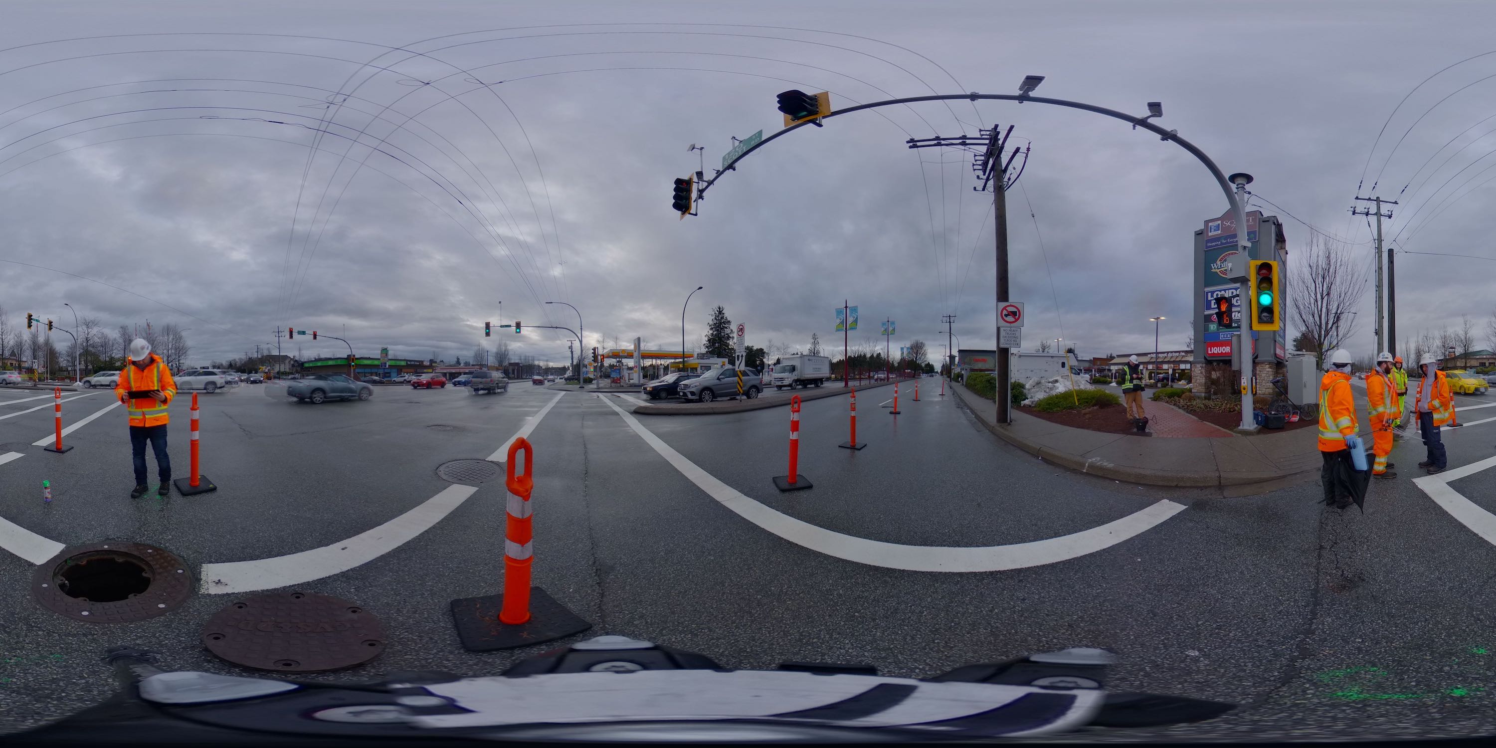 Manhole survey traffic control
