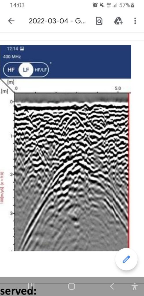 Phone screenshot of GPR data detection